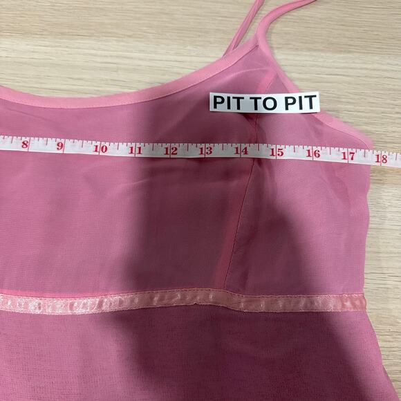90s Y2K Vintage American Eagle HOCO Chiffon Pink Red Ombre Maxi Slip Dress 10 - Picture 11 of 15